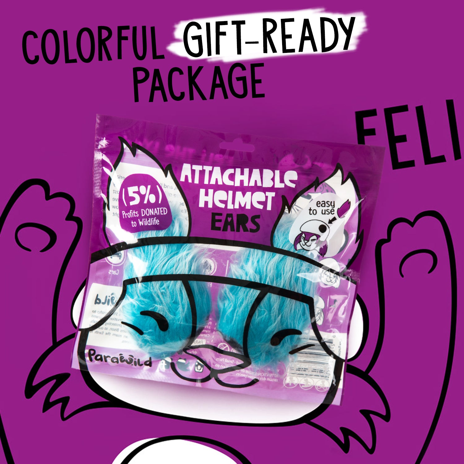 Feli the Lynx Helmet Ears/Covers Accessory in Blue