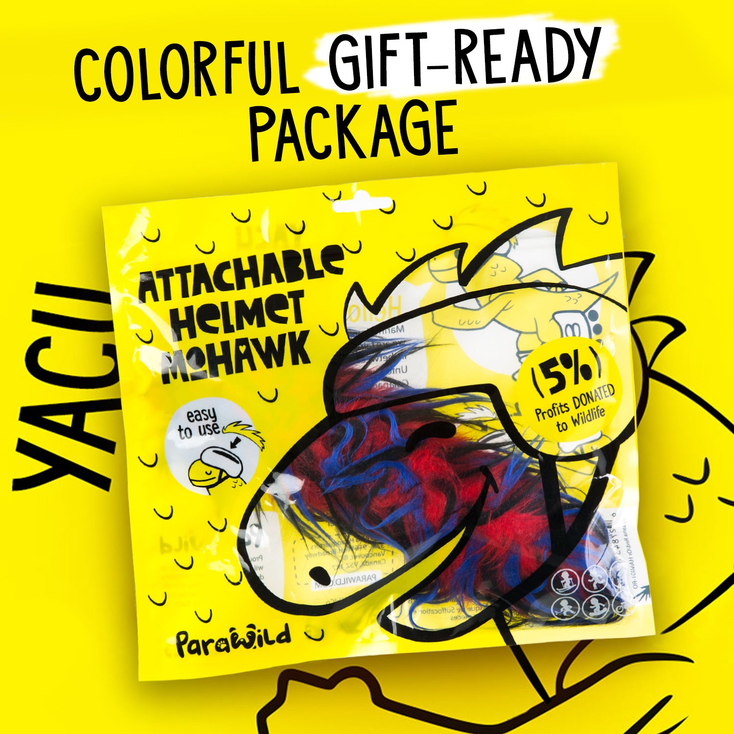 Yacu the Iguana Helmet Mohawk in Red/Blue/Black