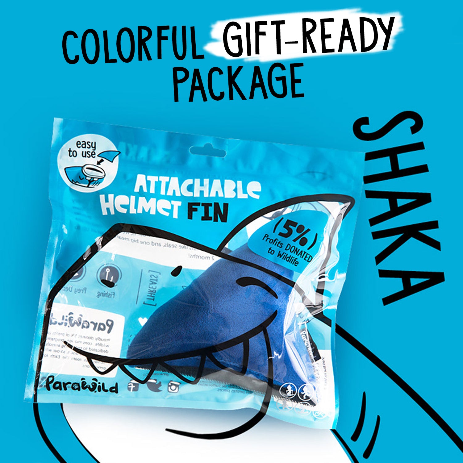 Shaka the Shark Blue Helmet Fin Accessory